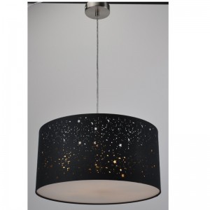 modern pendant lamp with laser cut black fabric shade