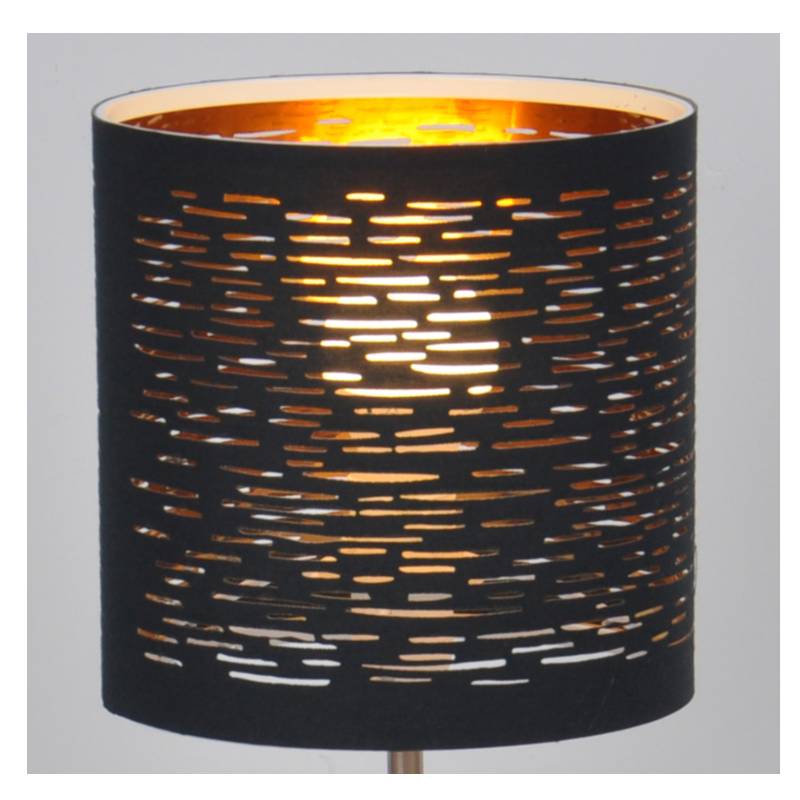 Table lamp with laser cut fabric shade