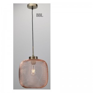 Pendant lamp with mesh shade and copper finished