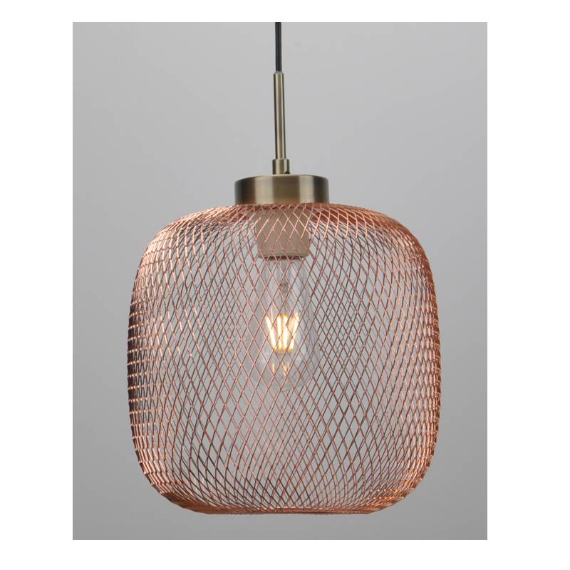 Pendant lamp with mesh shade and copper finished