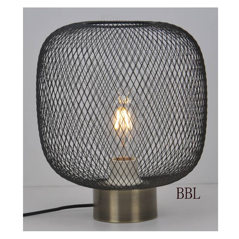 Table lamp with mesh shade and matt black