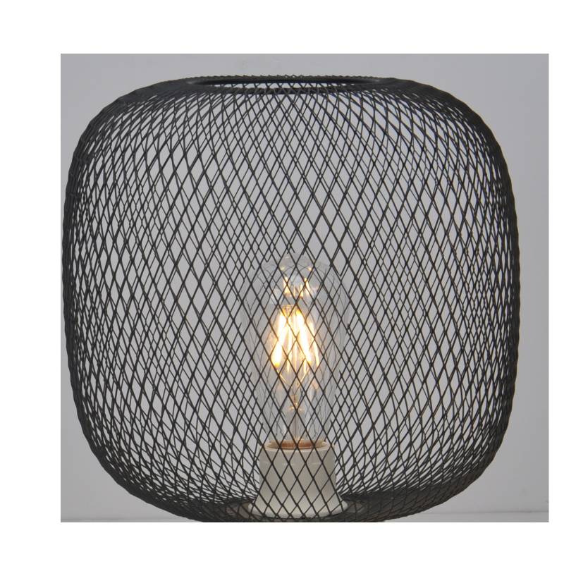 Table lamp with mesh shade and matt black