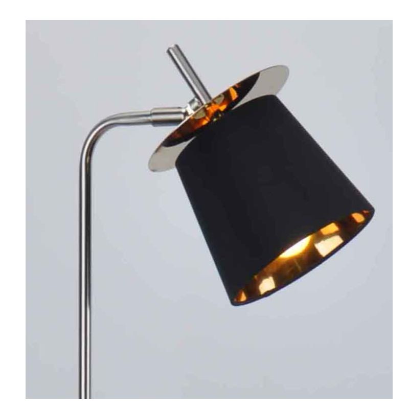 Modern floor lamp with fabric shade, black shade inside gold
