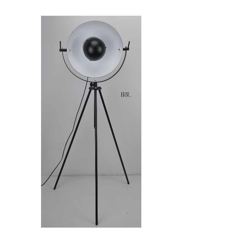 LED tripod floor lamp with adjust up and down function, matt black shade inside white