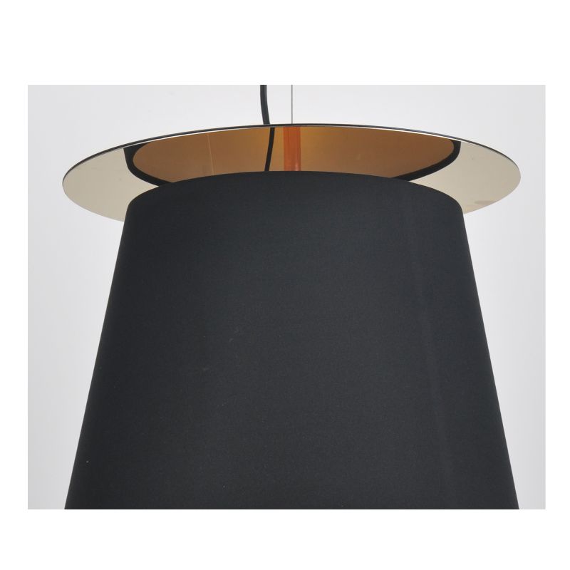 Pendant lamp with fabric shade and PB decoration sheet