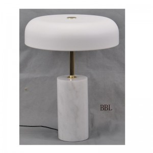 LED table lamp with marble base and metal shade