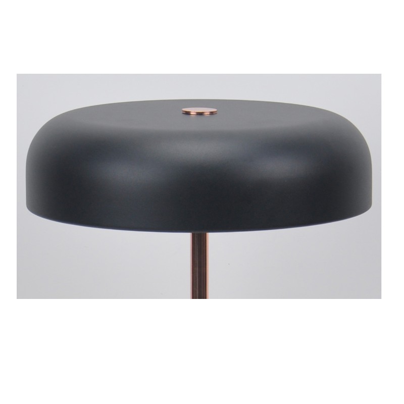 LED table lamp with black marble base and metal shade