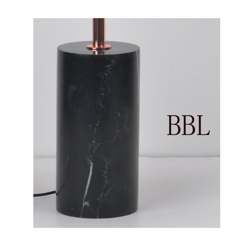 LED table lamp with black marble base and metal shade