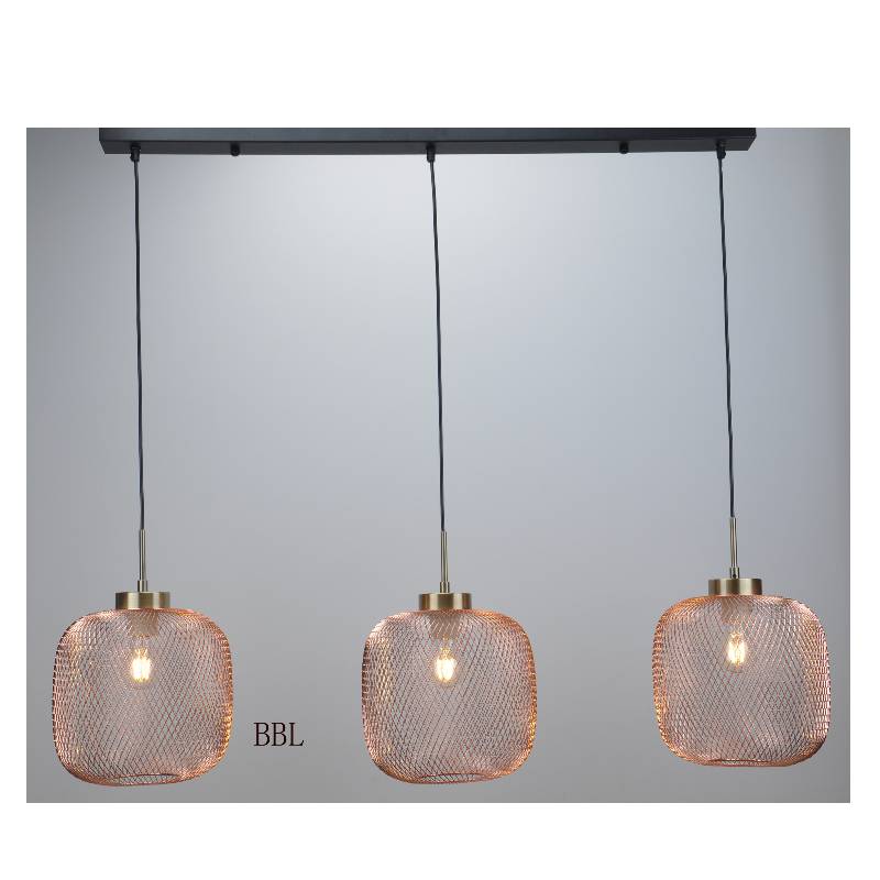 Modern pendant lamp with steel mesh shade