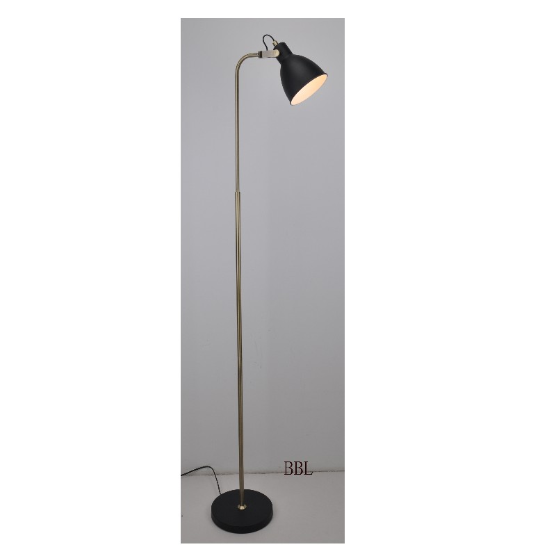 Floor lamp with U-bracket and metal shade