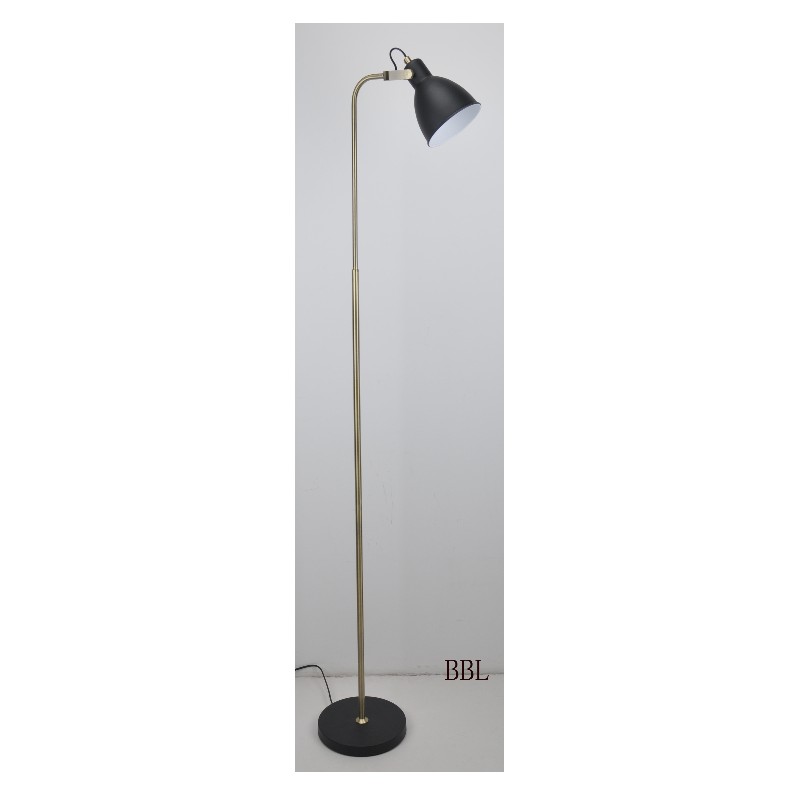 Floor lamp with U-bracket and metal shade