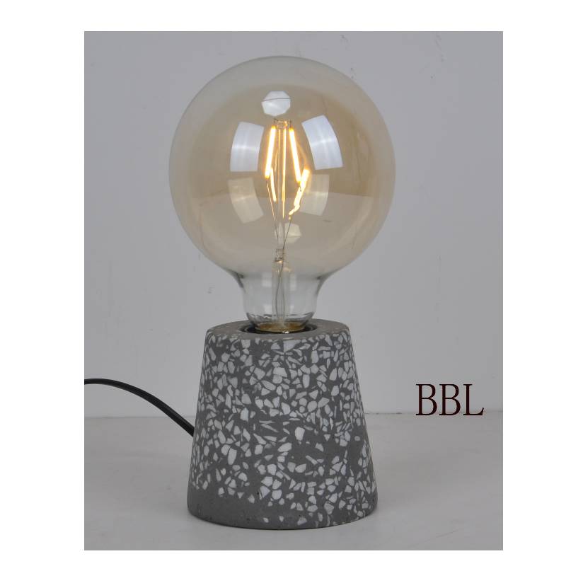 Table lamp with natural mosaic concrete base