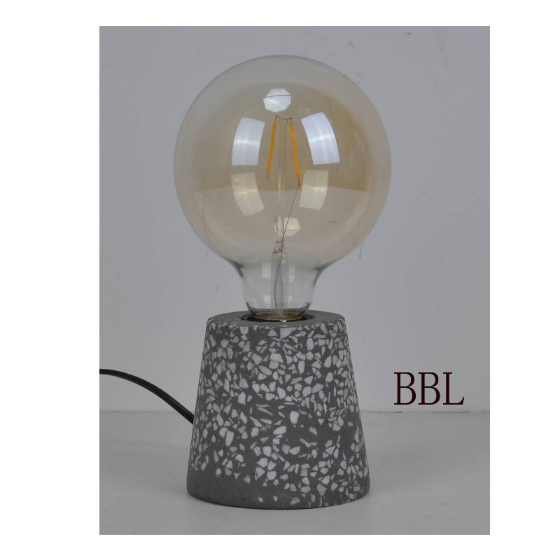 Table lamp with natural mosaic concrete base