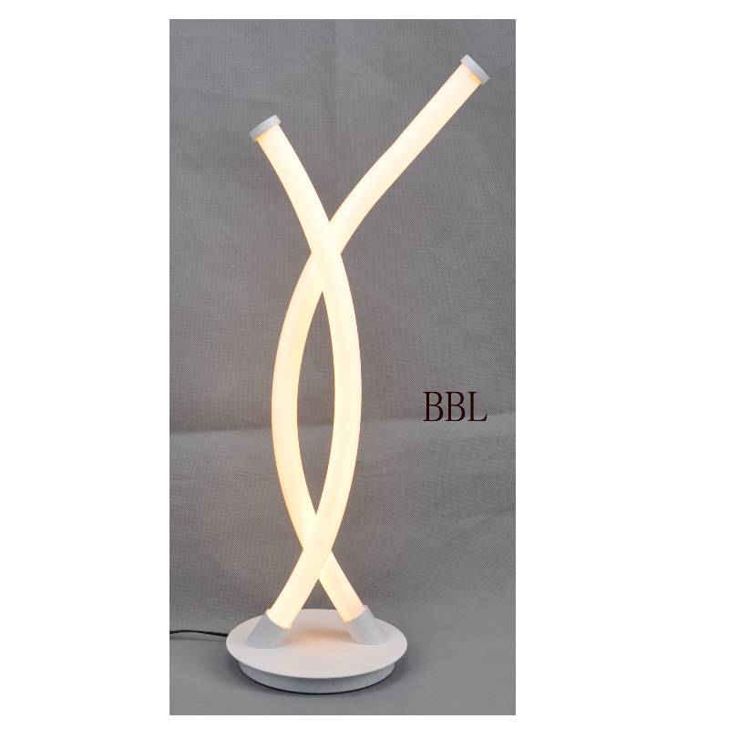 LED table lamp with X acrylic tube and without shadow