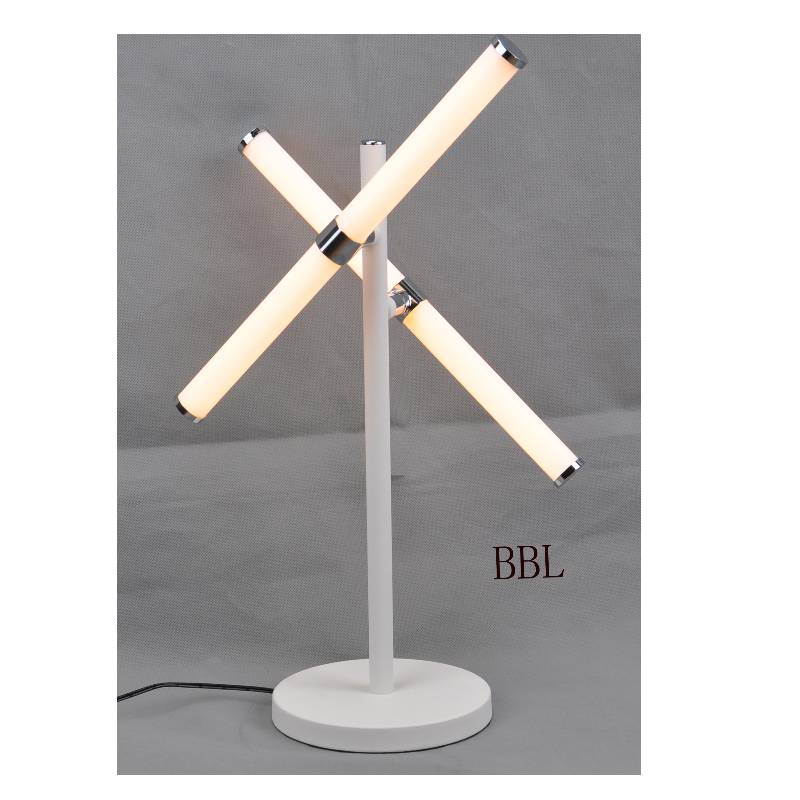 LED table lamp with 2pcs rotatable acrylic tube, without shadow