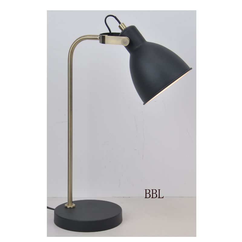 Table lamp with U-bracket and metal shade