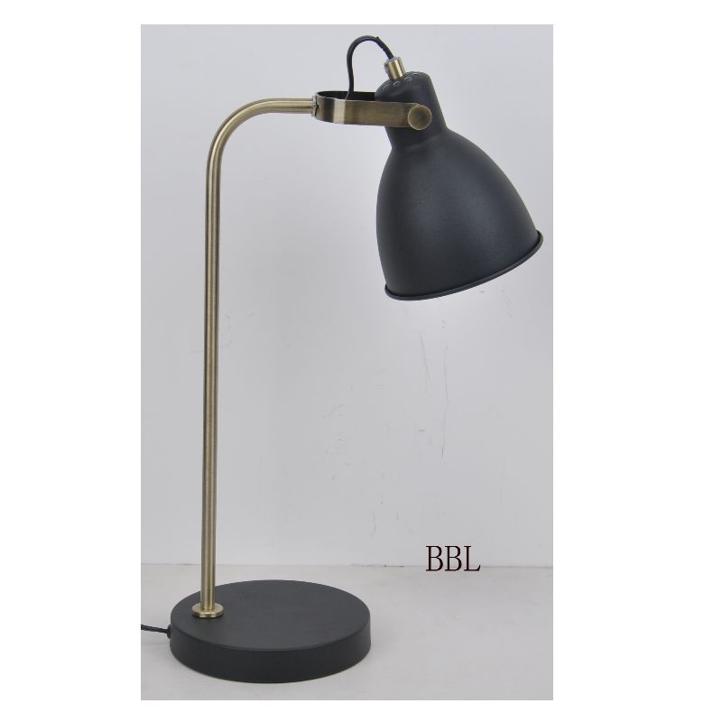 Table lamp with U-bracket and metal shade