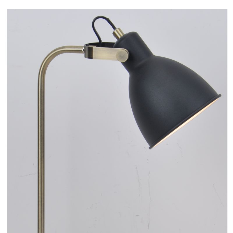 Table lamp with U-bracket and metal shade