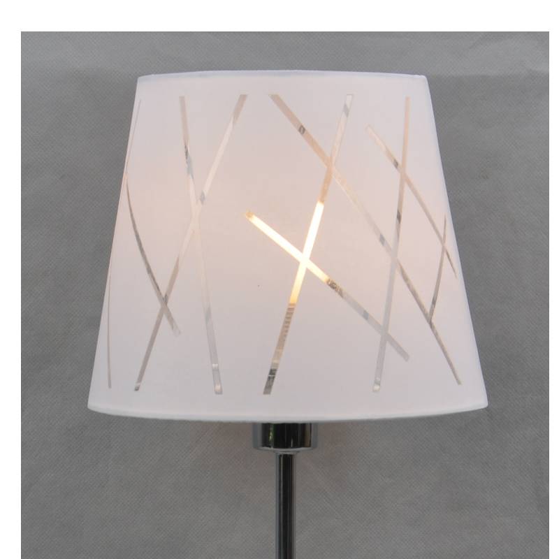 Table lamp with fabric shade and transparent acrylic base