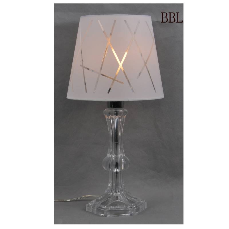 Table lamp with fabric shade and transparent acrylic lamp body