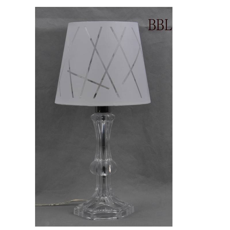 Table lamp with fabric shade and transparent acrylic lamp body