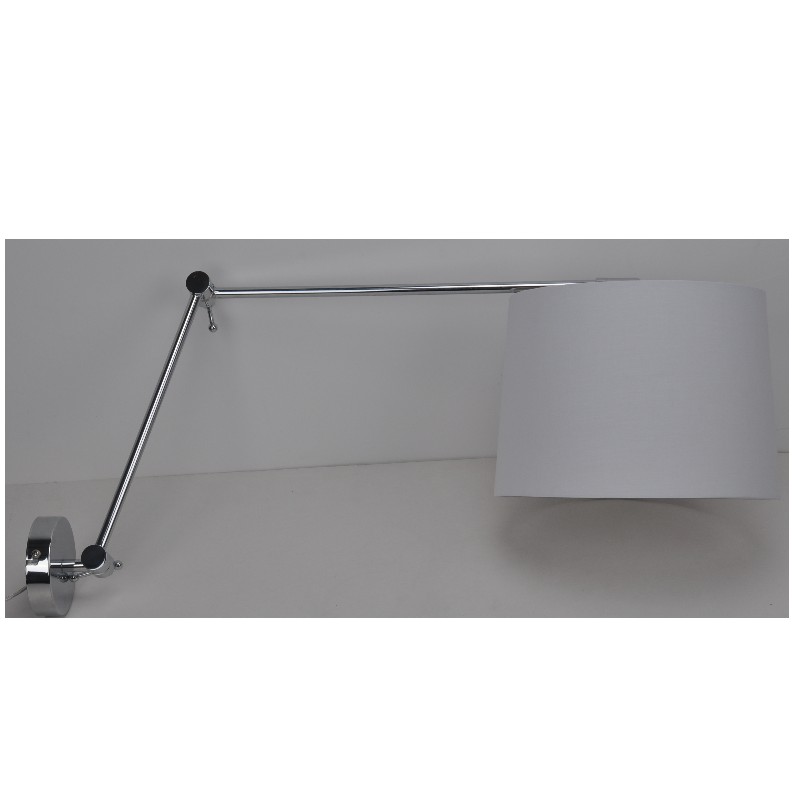 Wall lamp with fabric shade, long arm with adjustable function