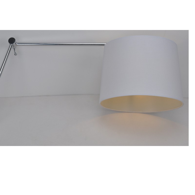 Wall lamp with fabric shade, long arm with adjustable function