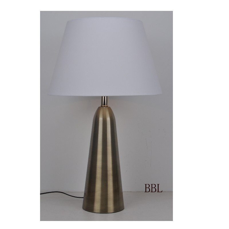 Bullet table lamp with cone fabric shade