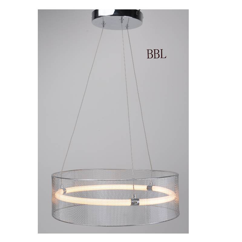 LED pendant lamp with metal mesh shade and acrylic tube without shadow