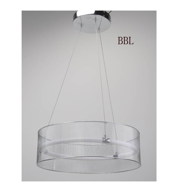 LED pendant lamp with metal mesh shade and acrylic tube without shadow