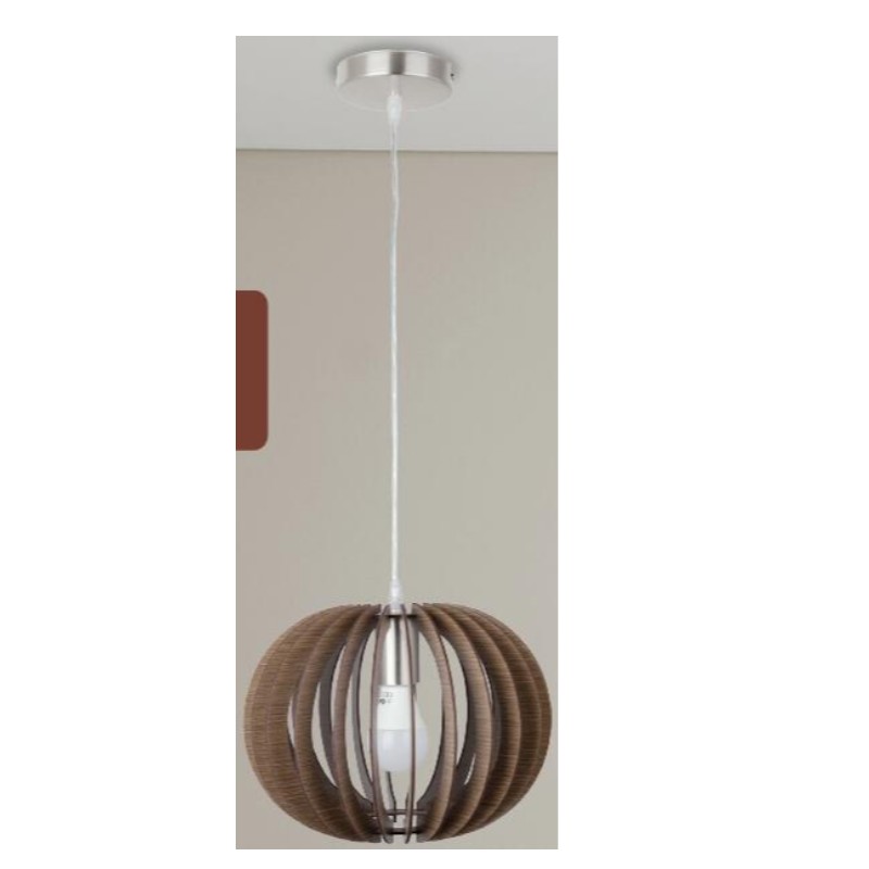 Dark brown wood pendant lamp