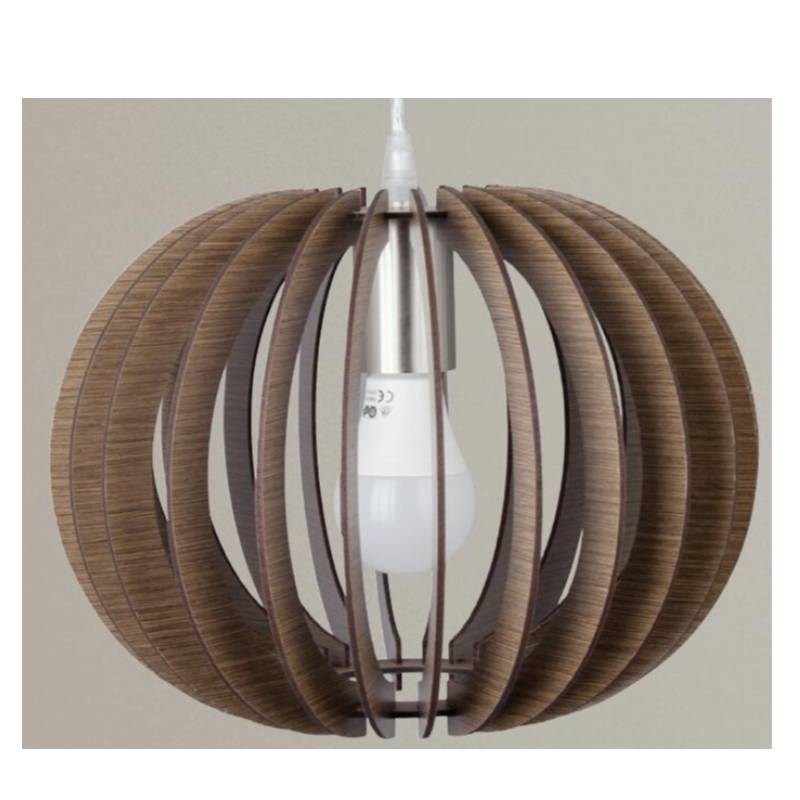 Dark brown wood pendant lamp