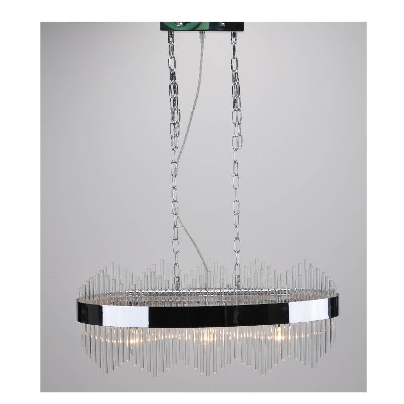 Modern pendant lamp with oval lamp frame and glass rods