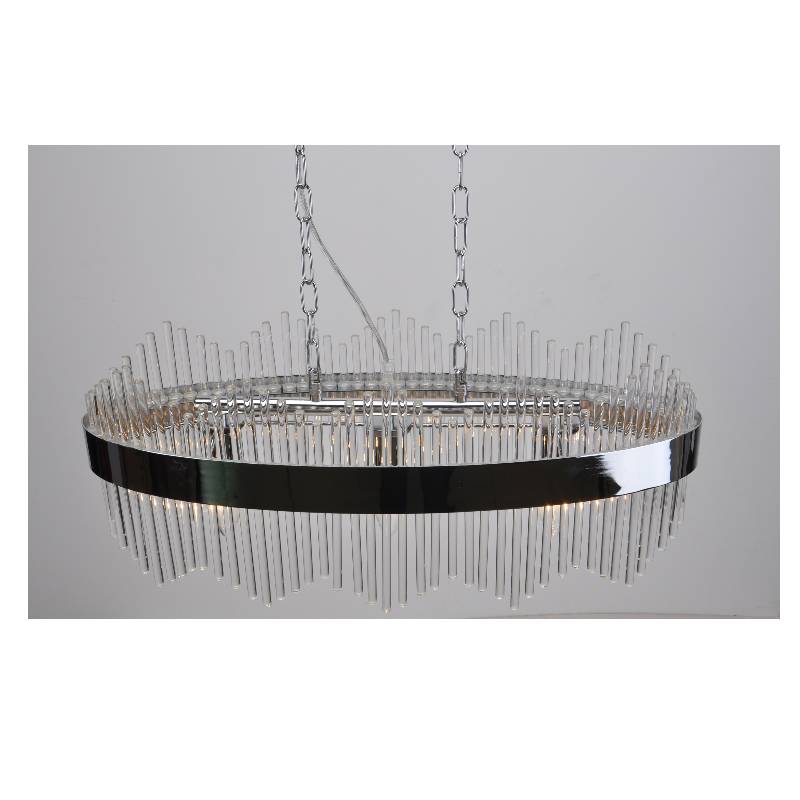 Modern pendant lamp with oval lamp frame and glass rods