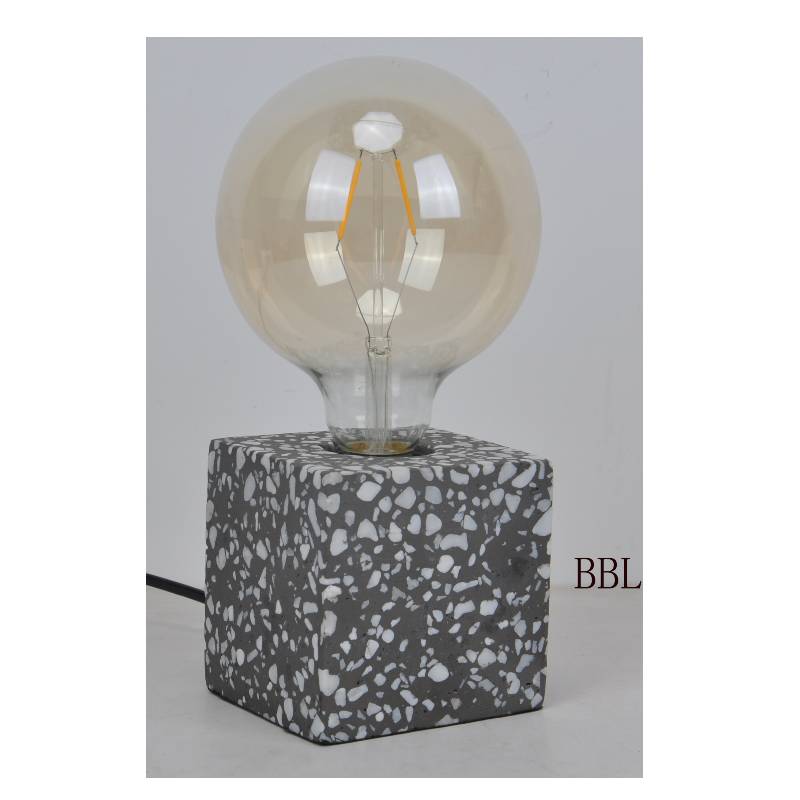 Natural concrete mosaic square table lamp