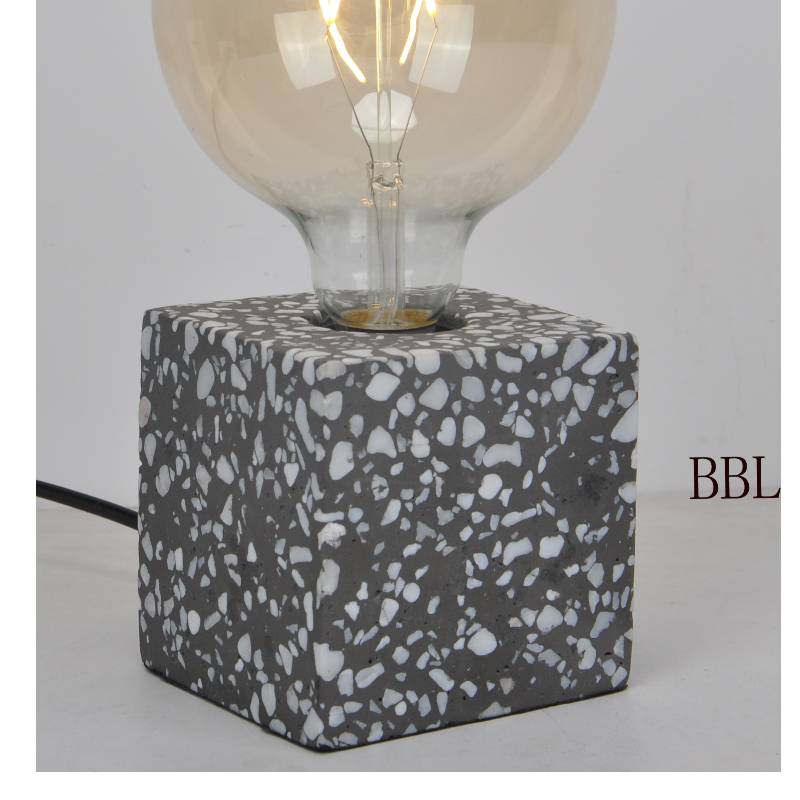 Natural concrete mosaic square table lamp