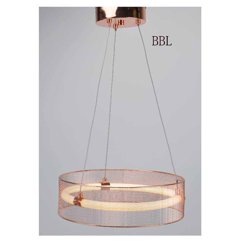 LED pendant lamp with metal mesh shade and acrylic tube