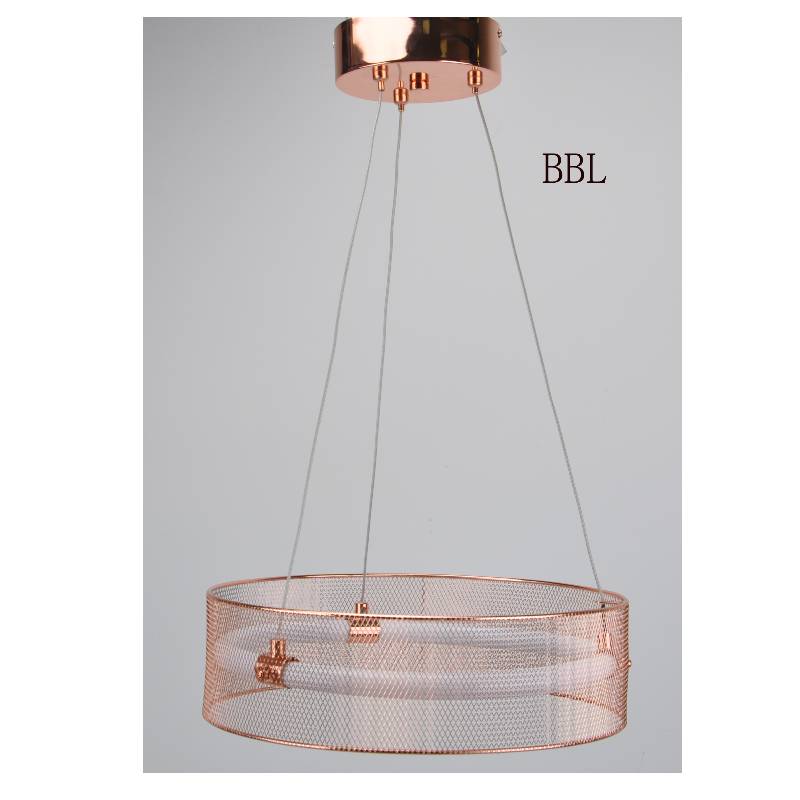 LED pendant lamp with metal mesh shade and acrylic tube