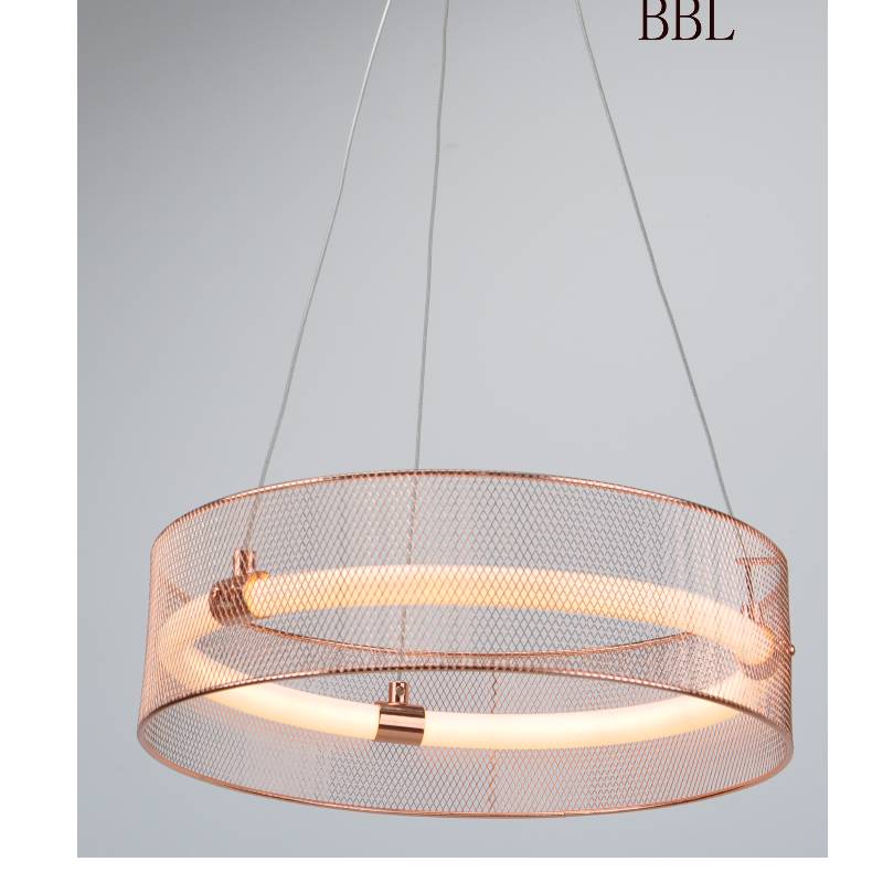 LED pendant lamp with metal mesh shade and acrylic tube