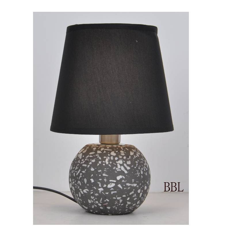 Table  lamp with fabric shade and natural mosaic concrete base