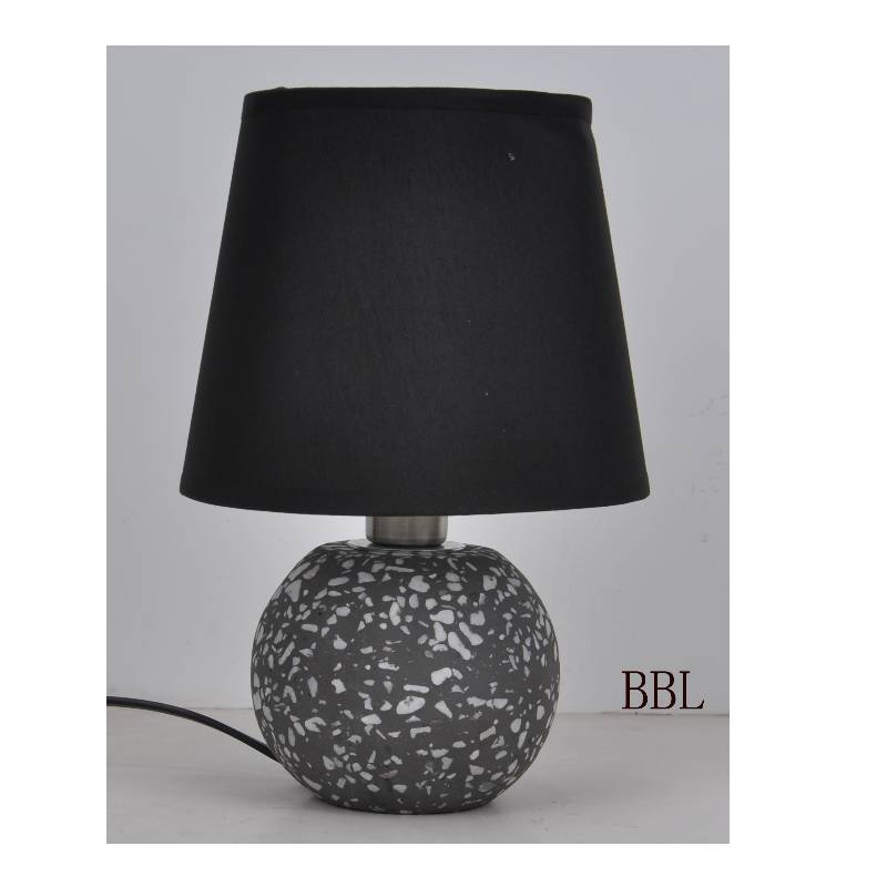 Table  lamp with fabric shade and natural mosaic concrete base