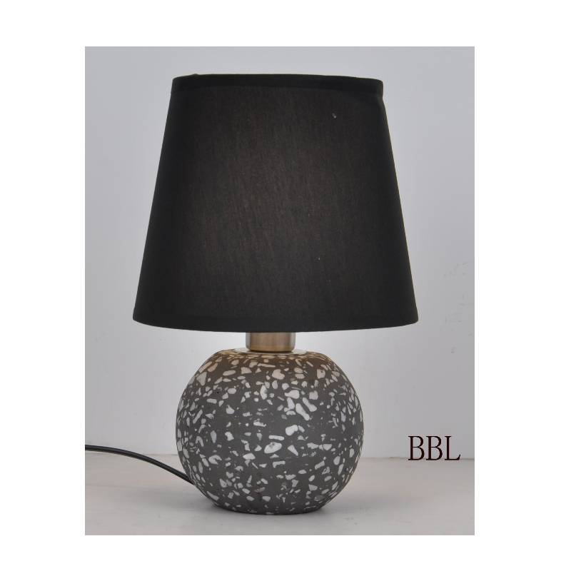 Table  lamp with fabric shade and natural mosaic concrete base