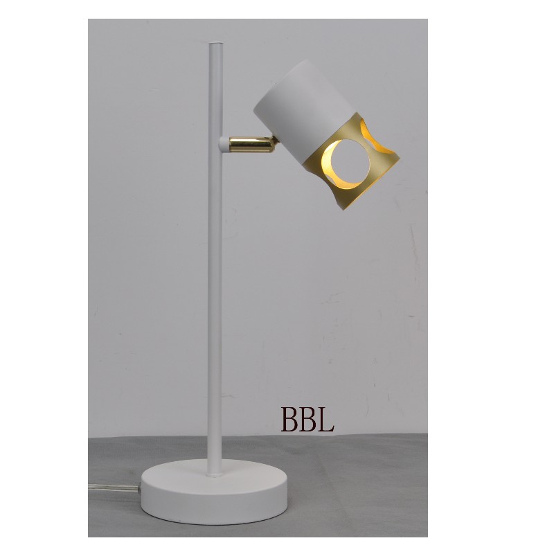 Modern table  lamp with white + gold metal shade