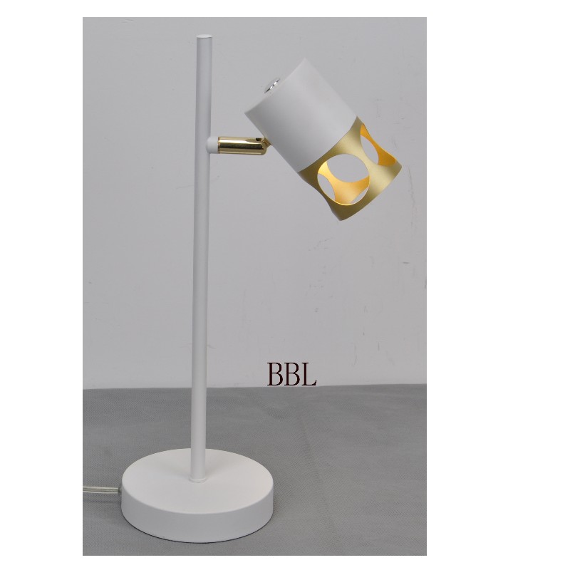 Modern table  lamp with white + gold metal shade