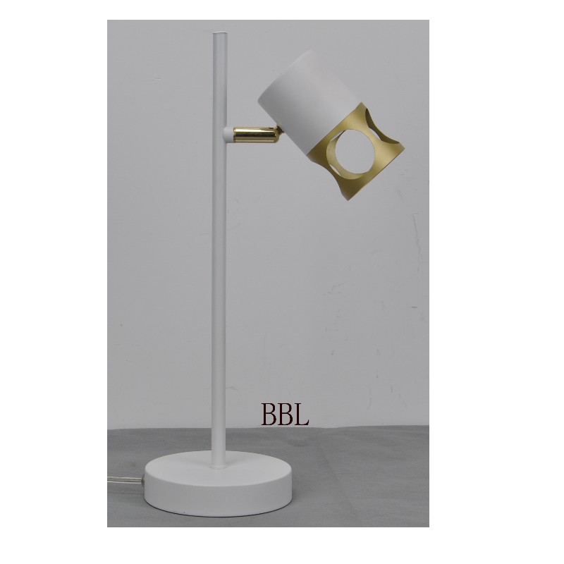 Modern table  lamp with white + gold metal shade