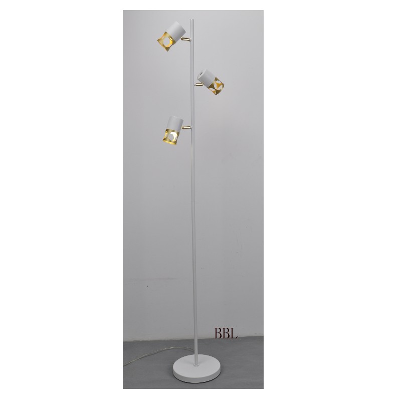 Modern floor lamp with white + gold metal shade