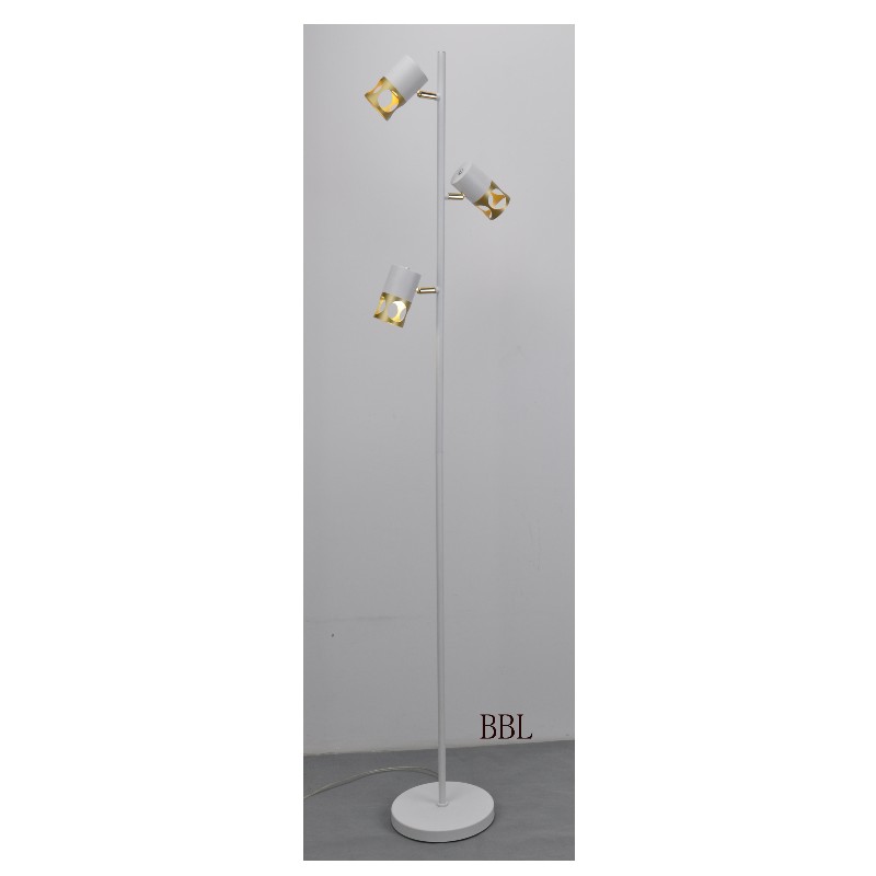 Modern floor lamp with white + gold metal shade