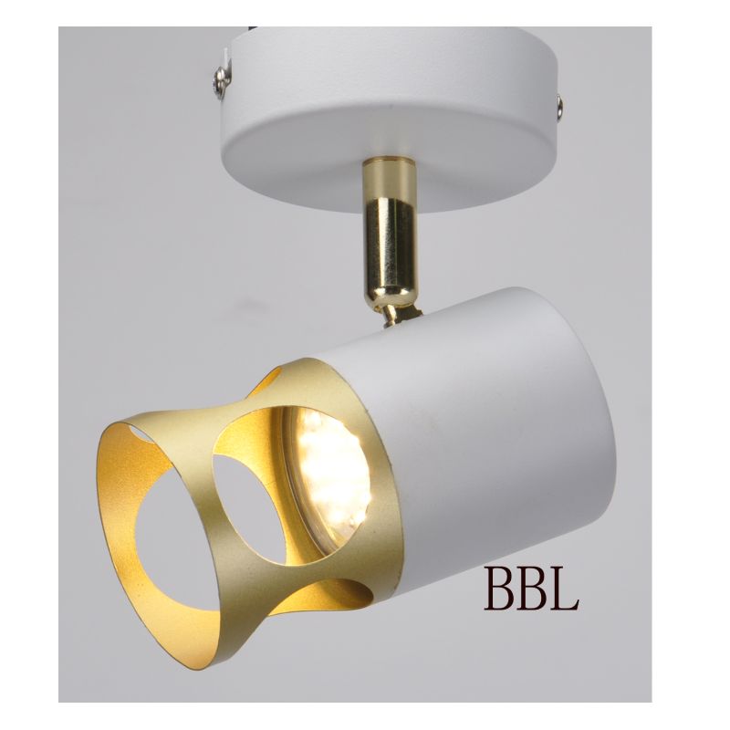 Modern spot light-1 with white + gold metal shade, can adjust direction