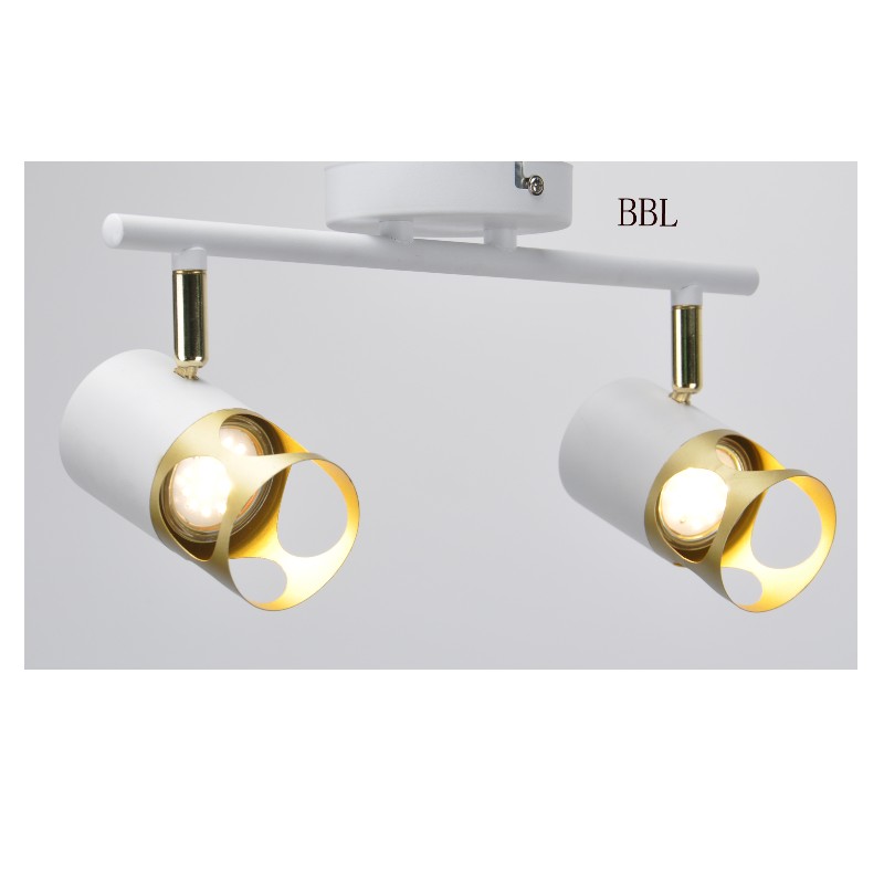 Modern spot light-2 with white + gold metal shade, can adjust direction