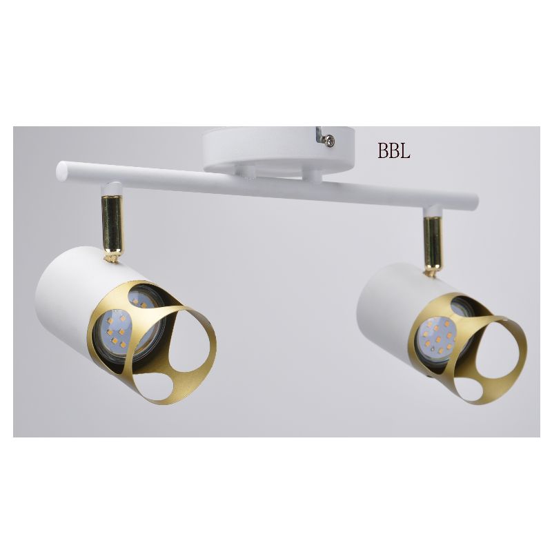 Modern spot light-2 with white + gold metal shade, can adjust direction